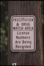 Prostitution & Drug Watch Area Sign